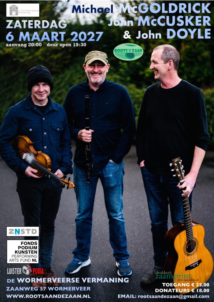Roots aan de Zaan folk concert - Michael McGoldrick, John McCusker & John Doyle